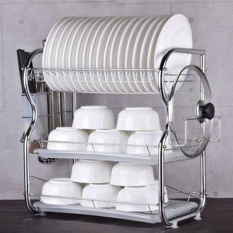 OEM Egouttoir Vaisselle - Porte-vaisselle 3 Etages - Acier Inoxydable - Pour Cuisine - 1 Piece