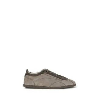 Brunello Cucinelli Gray Calf Leather Bos Taurus Mens Sneakers