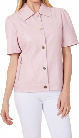 Dolce Cabo Short Sleeve Shirt Jacket In Orchid