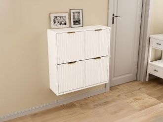 Pascal Morabito Mobile porta scarpe 4 scomparti a ribalta Bianco e dorato - FRALYN di Pascal Morabito