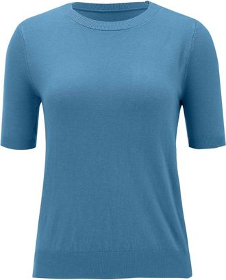 Generic Plain Jumpers for Women UK Crew Neck Short Sleeve Knitted Tops Casual Slim-Fit Knit Sweater Shirt Knitwear Lightweight Spring Summer Fall Blouse My Or