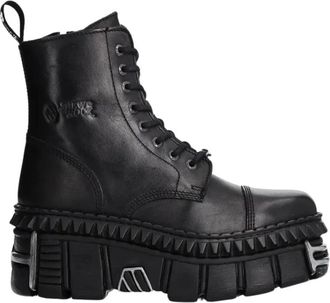 New Rock Schoenen, Dames, Zwart, 41 EU, Leer, Wall Enkellaars