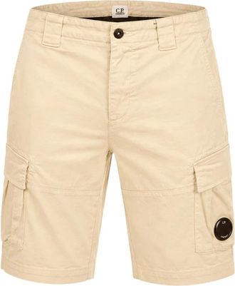 C.P. Company 50 Fili Stretch Loose Lens Cargo Shorts - Heren - Korte Broeken - Beige - XL - Katoen - Korte Broeken