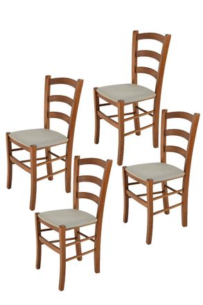 Tommychairs Tommychairs 4 Sillas Venice En Haya Nuez Claro, Asiento Tela Gamuza