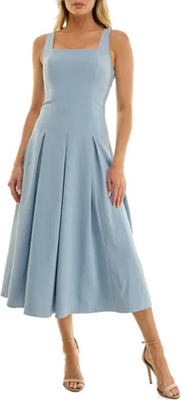 Socialite Pleated Sleeveless Midi Dress in Blue at Nordstrom, Size X-Small