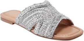 Marc Fisher Narda Raffia Slide Sandal in Silver 040 at Nordstrom Rack, Size 5.5