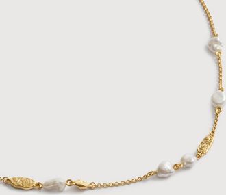 Monica Vinader Gold Capri Pearl Station Necklace Pearl