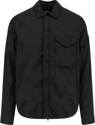 C.P. Company Light Jackets, male, Black, Size: XL Nylon Overshirt