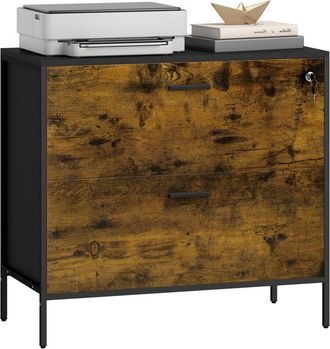 HOMCOM Cajonera De Oficina Industrial Con 2 Cajones Cajonera Para Archivadores Con Cerradura Y Carpetas Colgantes Para Tama&ntilde;o A4 80x39x73,5 Cm - Homcom