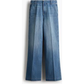 H&M Straight High Jeans in Denim Blue at Nordstrom, Size 16