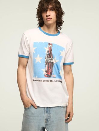 Lucky Brand Mens Coca-Cola Bottle Ringer Tee