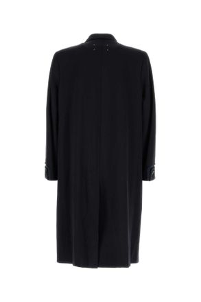 Maison Margiela Mens Midnight Blue Wool Coat Navy Exterior: Cappotti