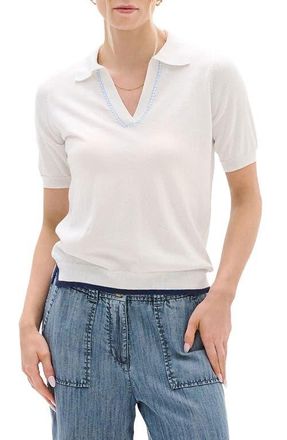 Hatley Johnny Collar Short Sleeve Sweater in White at Nordstrom, Size X-Large