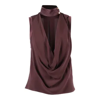 Elisabetta Franchi Sleeveless Tops, female, Brown, Size: M Draped Top