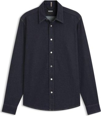 BOSS Indigo regular-fit shirt in stretch denim