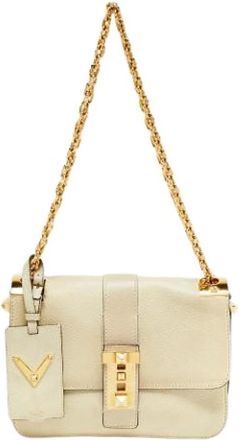 Valentino Pre-owned Leren Schoudertas - Dames - Vintage Schoudertas - Beige - ONE Size - Leer - Vintage