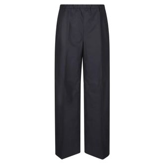Moncler Wide Trousers, female, Blue, Size: XS Wide Cotton Trousers