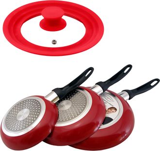 San Ignacio Set De 3 Sartenes San Ignacio Con Revestimiento En M&aacute;rmol &Oslash;16 Cm &Oslash;20 Cm &Oslash;24 Cm + Tapa Universal En Color, De Vidrio