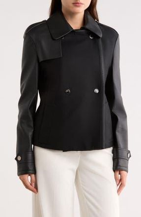 Longchamp Wool Blend & Lambskin Leather Jacket in Black at Nordstrom Rack, Size 4 Us / 36 Fr