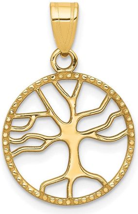 Diamond2Deal 14k Yellow Gold Gold Polished Small Tree of Life in Round Pendant