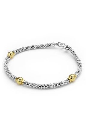 Lagos Signature Caviar Beaded Station Bracelet in Two-Tone at Nordstrom, Size 6.5