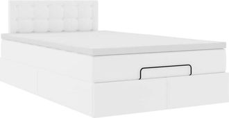 vidaXL Cama Otomana Colch&oacute;n&led Cuero Sint&eacute;tico Blanco Puro 120x190cm Vidaxl