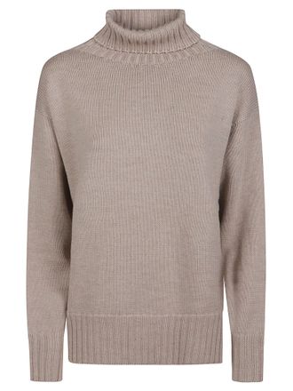 Drumohr Relaxed Fit High Turtleneck Sweater with Finely Ribbed Texture
