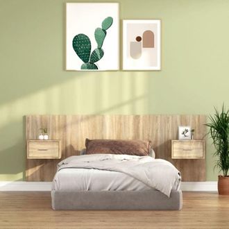 vidaXL Testiera Letto con Comodini in Legno Multistrato Rovere Sonoma - Vidaxl