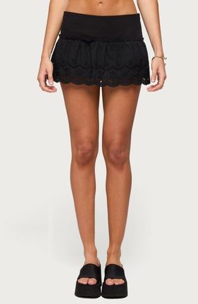 Edikted Iriana Cotton Eyelet Miniskort in Black at Nordstrom, Size X-Large