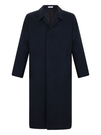 Boglioli Minimalist Blue Coat with Concealed Button Placket and Classic Collar