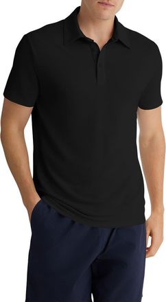 Tommy John Modal Blend Piqu&eacute; Polo in Black at Nordstrom, Size Medium