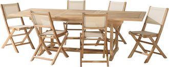 Macabane Conjunto de jard&iacute;n de teca y textilene para 8/10 personas