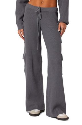 Edikted Wynter Drawstring Cargo Sweater Pants in Gray at Nordstrom, Size X-Small