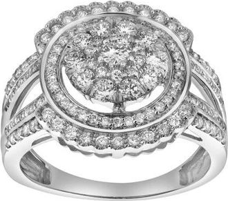 LuvMyJewelry Astrid 14K Gold Round Diamond Studded Cluster Ring - 0.97cts in 14K White Gold at Nordstrom, Size 6