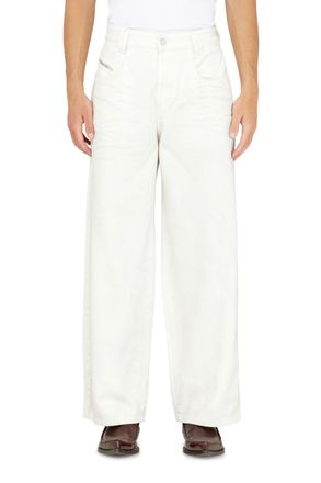 Diesel Relaxed Jeans High Waist 1982 D-Hakou, White, Button fly