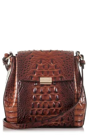 Brahmin Margo Croc Embossed Leather Crossbody Bag in Pecan at Nordstrom
