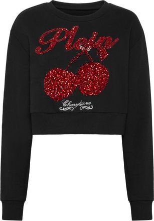 Philipp Plein Hoodies & sweatvesten, Dames, Zwart, S, Katoen, Sweatshirt Cherries