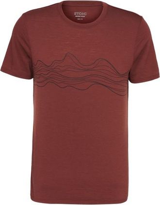 Stoic Merino155 LaholmSt. Print T-Shirt Lines Merinoshirt f&uuml;r Herren | rot