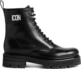 Dsquared2 Icon plaque combat boots - women - Leather - 39 - Black