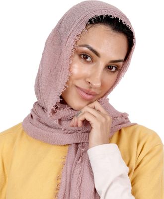 Generic Dusty-Pink C Scarfs for Muslim Women Crimp Crinkle Hijab Scarf for Women Abaya Head Scarf Neck Scarf Turban Head Wrap For Women Muslim Hijab Headscarf