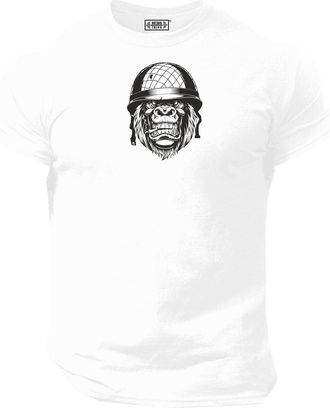 Generic Commando Gorilla T Shirt Gym Clothing Bodybuilding Training Workout Military Exercise Boxing MMA Top (UK, Alpha, XL, Regular, Regular, White)