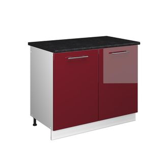 Vicco Mueble Bajo Para Fregadero Fame-line, Rojo Burdeos Alto Brillo/blanco, 100 Cm, Et Antracita, Vicco