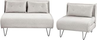 Beliani Living Room Set 3 Seater VESTFOLD Fabric Light Grey