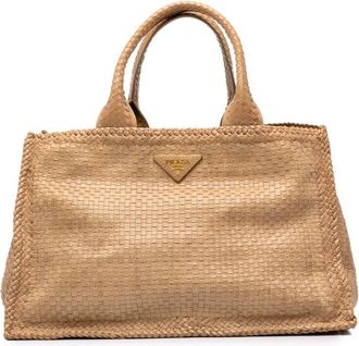 Prada Pre-owned Prada Large Woven Goatskin Madras Shopping Tote Ladies F3J6B2ZKD5VXUPXU