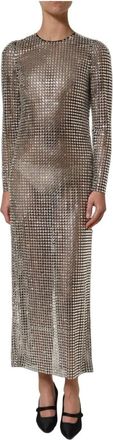 Dolce & Gabbana Lange Avondjurk - Dames - Avondkleed - Beige - XS - Nylon - Kleedjes