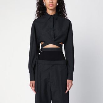 Alaia Dark grey cotton crossover shirt