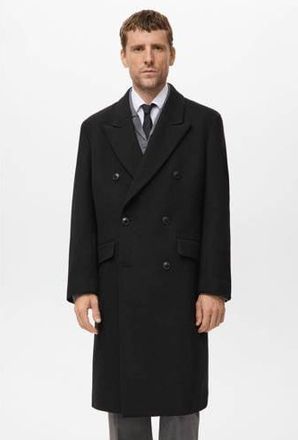 Mango manteljas met wol zwart