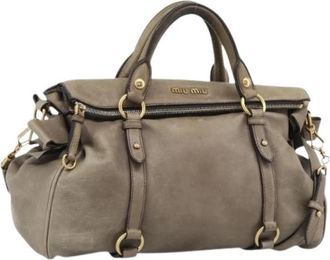 Miu Miu Pre-owned Hand Bag - Dames - Vintage Handtas - Grijs - ONE Size - Leer - Vintage