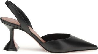 Amina Muaddi Womens Gilda Slingback Heels - Black Leather - Size EU 36