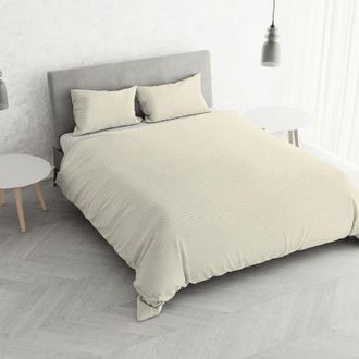 Italian Bed Linen Italian Bed Linen - Parure copripiumino Satin Stripes, Panna, Matrimoniale